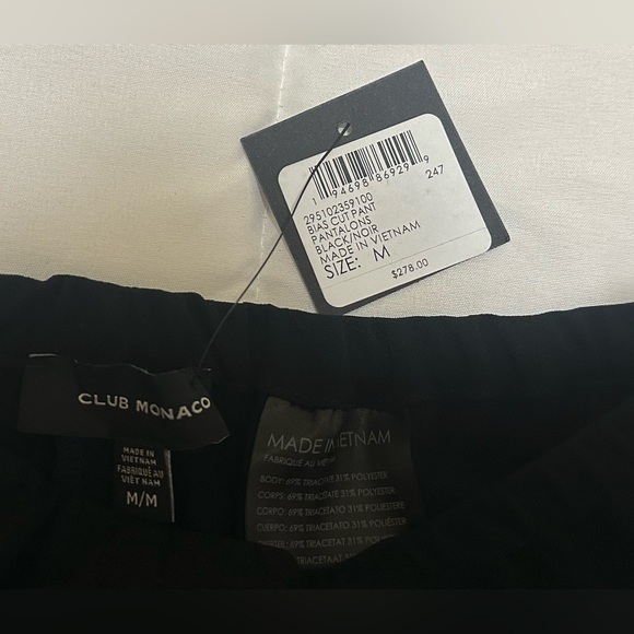 New CLUB MONACO Bias Cut Pant Size Medium in Black - Picture 2 of 6